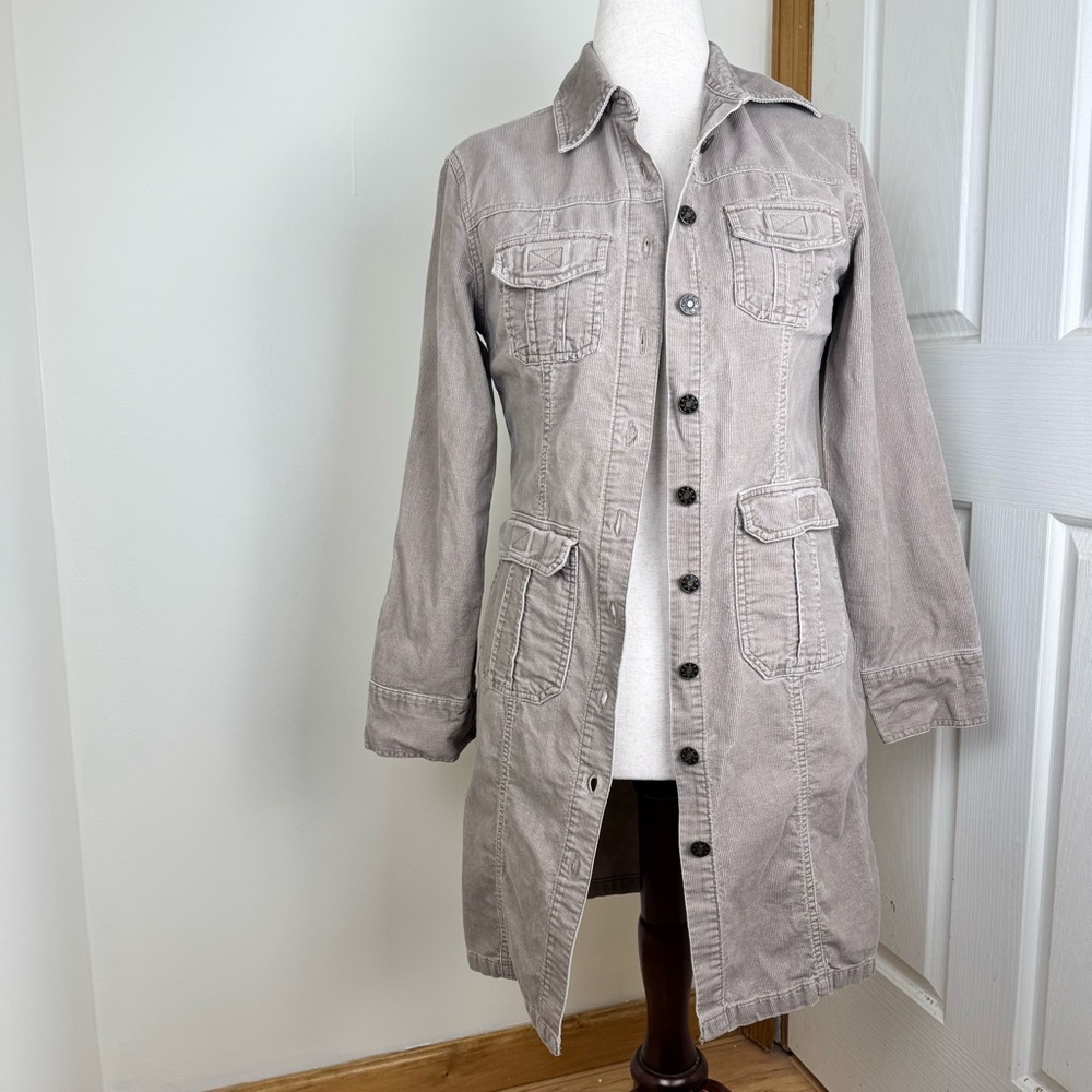 Stylish Corduroy Taupe Button Up Women's Dress